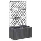 Enrejado y arriate 2 macetas ratán sintético gris 58x30x107 cm