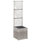 Grade e canteiro 1 vaso vime sintético cinzento 30x30x107 cm