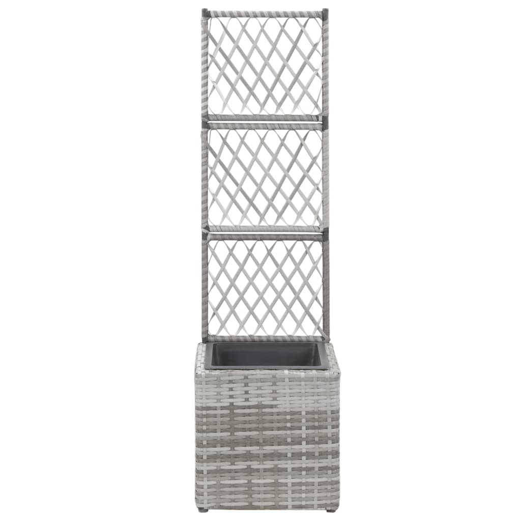 Enrejado y arriate 1 maceta ratán sintético gris 30x30x107 cm