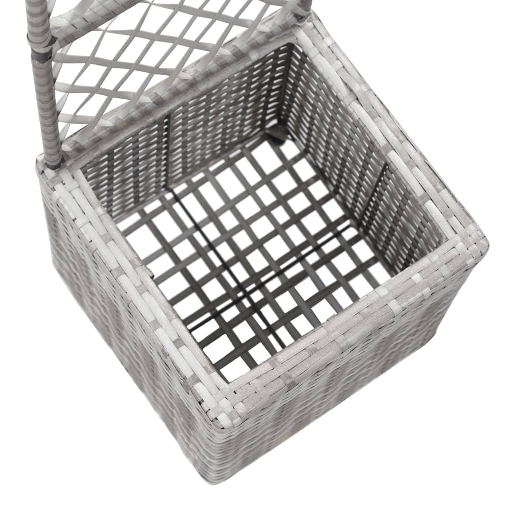 Enrejado y arriate 1 maceta ratán sintético gris 30x30x107 cm