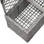 Enrejado y arriate 2 macetas ratán sintético gris 58x30x107 cm