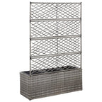 Enrejado y arriate 3 macetas ratán sintético gris 83x30x130 cm