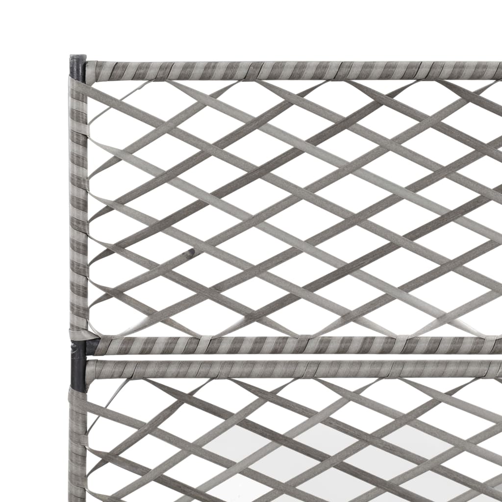 Enrejado y arriate 3 macetas ratán sintético gris 83x30x130 cm