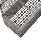 Enrejado y arriate 3 macetas ratán sintético gris 83x30x130 cm