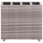 Arriate con 4 macetas de ratán sintético gris 80x22x79 cm