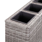 Arriate con 4 macetas de ratán sintético gris 80x22x79 cm