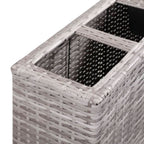 Arriate con 4 macetas de ratán sintético gris 80x22x79 cm