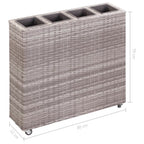 Arriate con 4 macetas de ratán sintético gris 80x22x79 cm