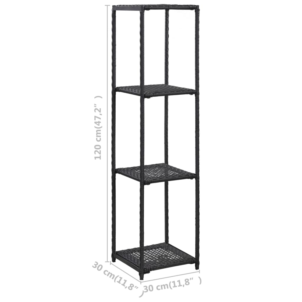 Estantería de almacenaje ratán sintético negro 30x30x120 cm