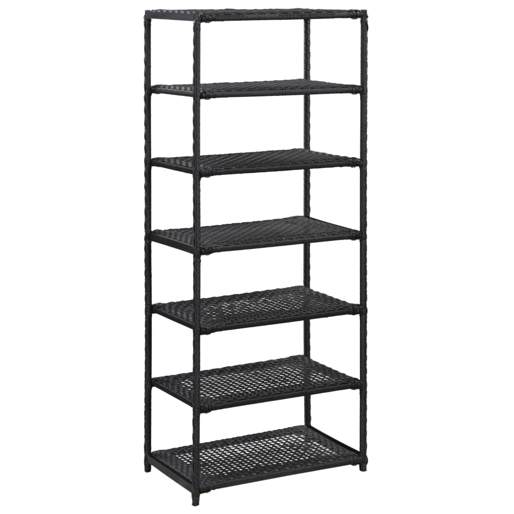 Estantería para zapatos de ratán sintético negro 50x30x120 cm