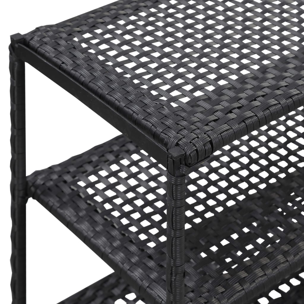 Estantería para zapatos de ratán sintético negro 50x30x120 cm