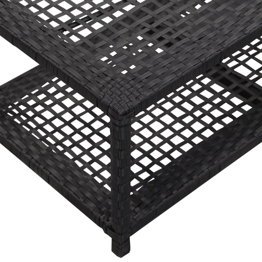 Zapatero de ratán sintético negro 80x40x30 cm