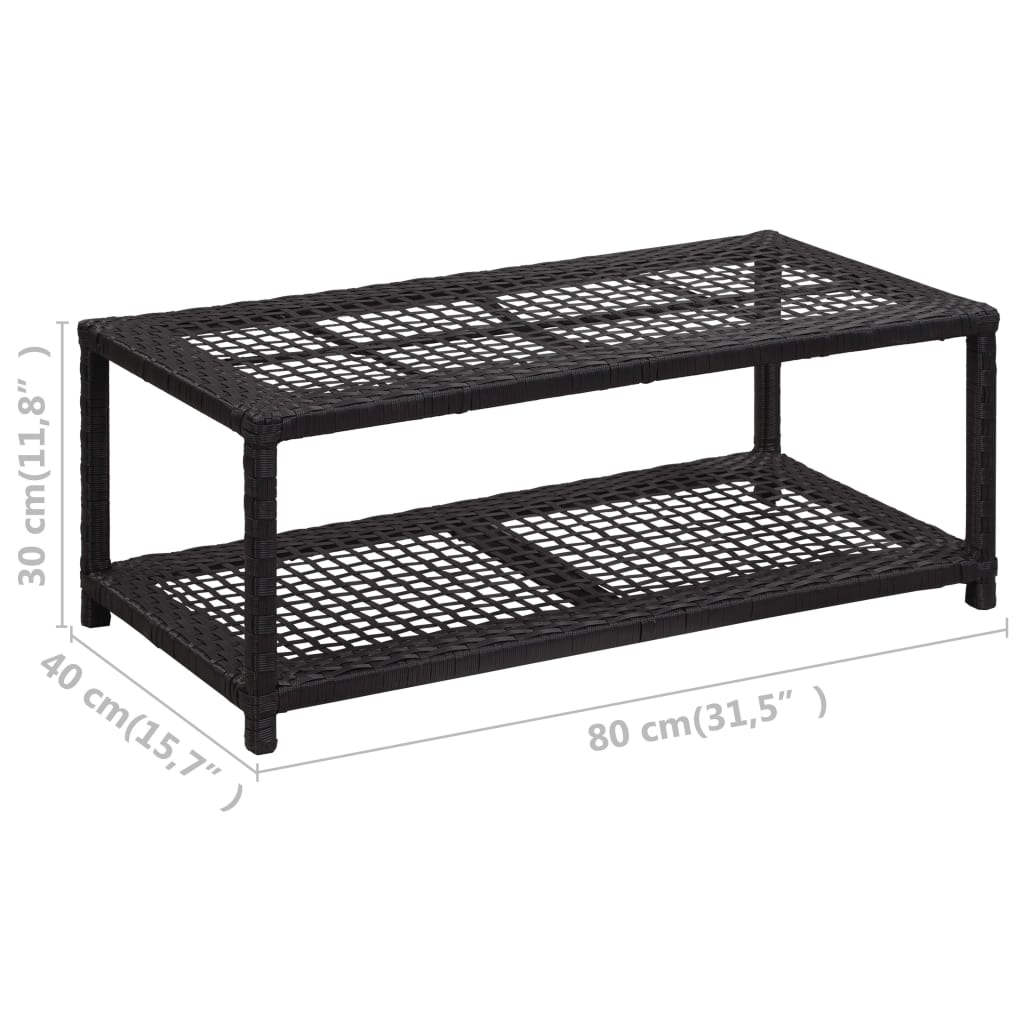 Zapatero de ratán sintético negro 80x40x30 cm