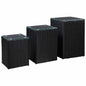 3-piece side table synthetic rattan brown glass top