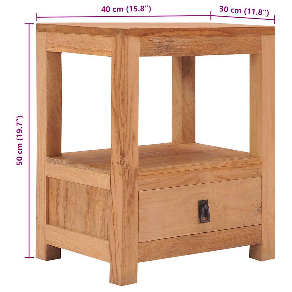 Mesita de noche de madera maciza de mango 40x30x50 cm
