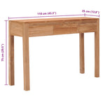 Mesa consola de madera maciza de teca 110x35x75 cm