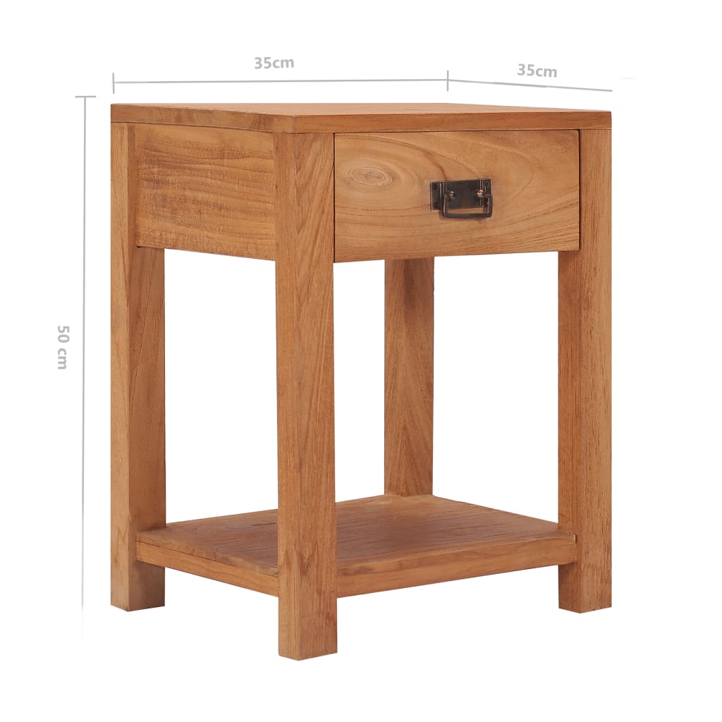Mesita de noche de madera maciza de teca 35x35x50 cm