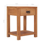 Mesita de noche de madera maciza de teca 35x35x50 cm