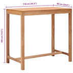 Mesa alta de jardín madera maciza de teca 110x60x105 cm