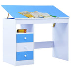 Escritorio infantil de dibujo inclinable azul y blanco