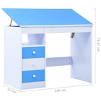 Escritorio infantil de dibujo inclinable azul y blanco