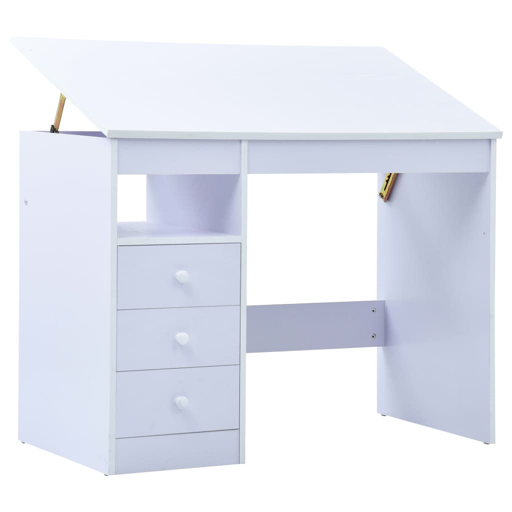 Escritorio infantil de dibujo inclinable azul y blanco