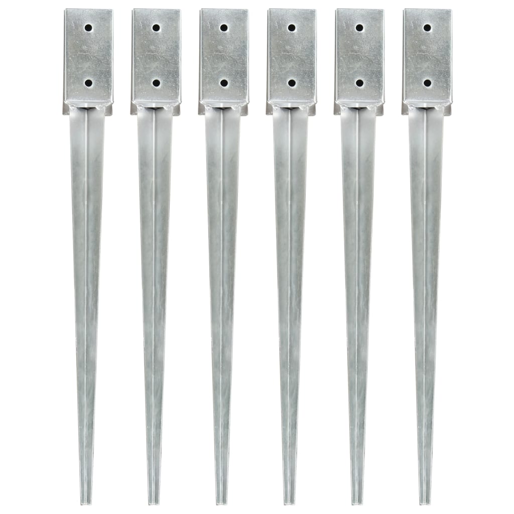 Picas de tierra 12 uds acero galvanizado plateado 10x10x76 cm