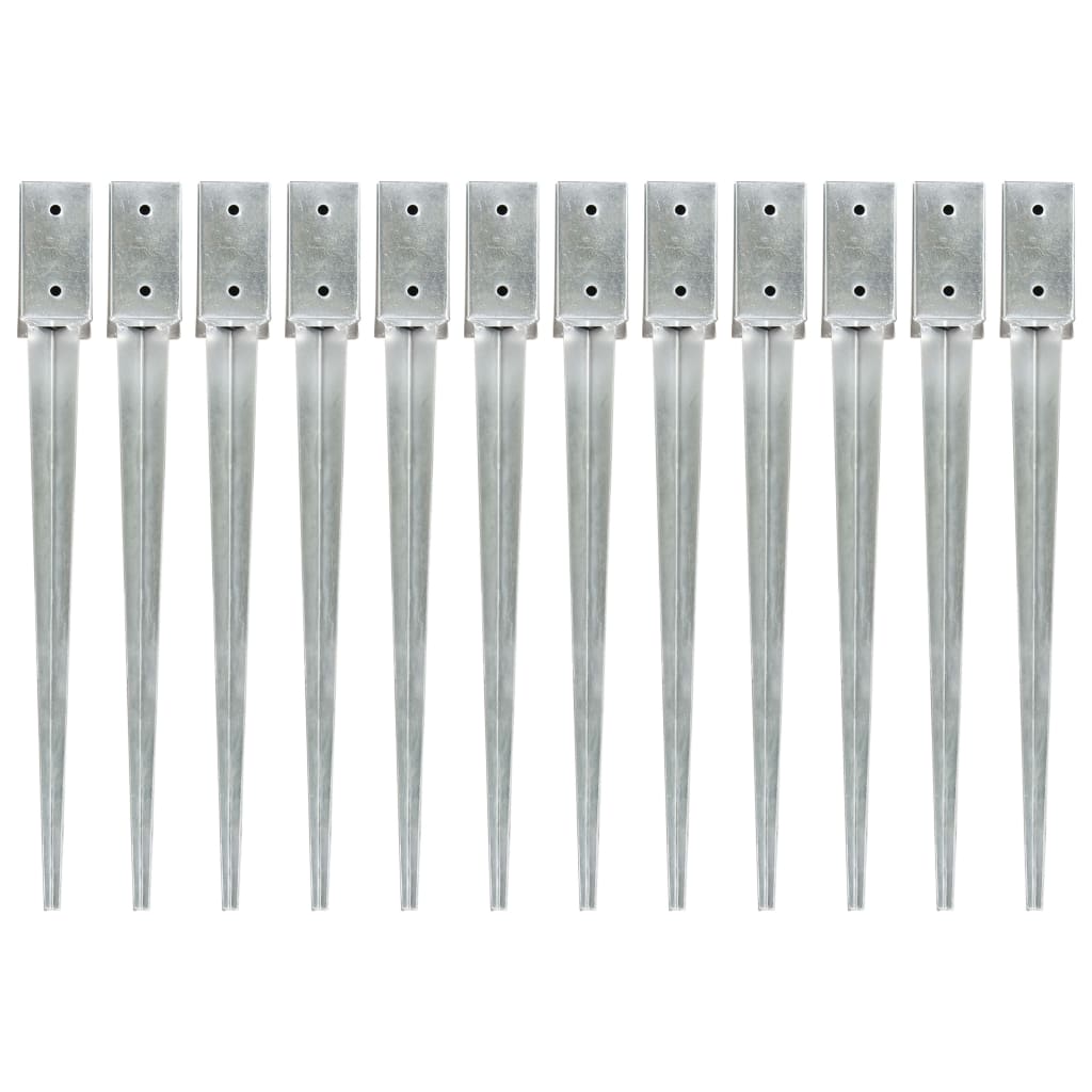 Picas de tierra 12 uds acero galvanizado plateado 10x10x76 cm