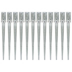Picas de tierra 12 uds acero galvanizado plateado 10x10x76 cm