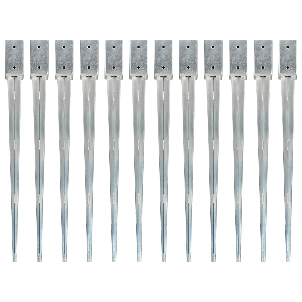 Picas de tierra 12 uds acero galvanizado plateado 10x10x76 cm