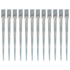Picas de tierra 12 uds acero galvanizado plateado 10x10x76 cm