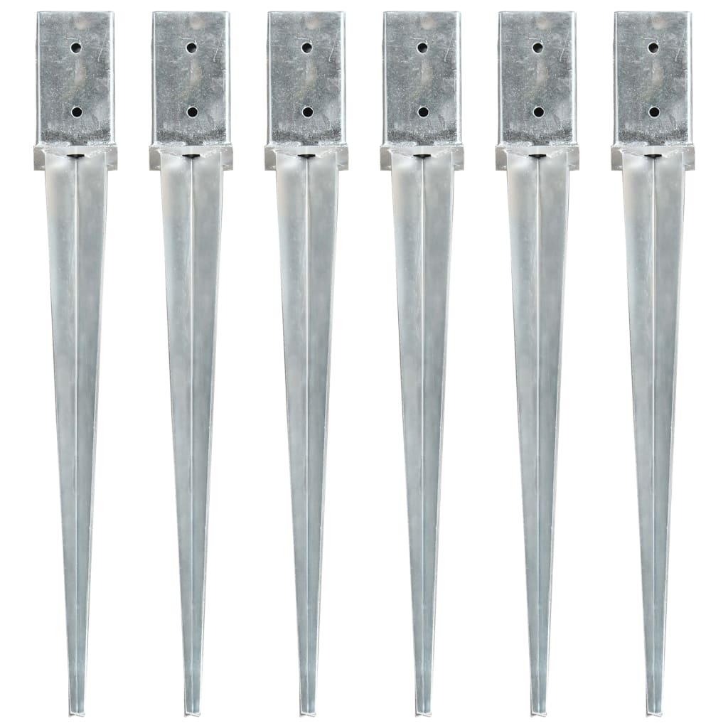 Picas de tierra 12 uds acero galvanizado plateado 10x10x76 cm