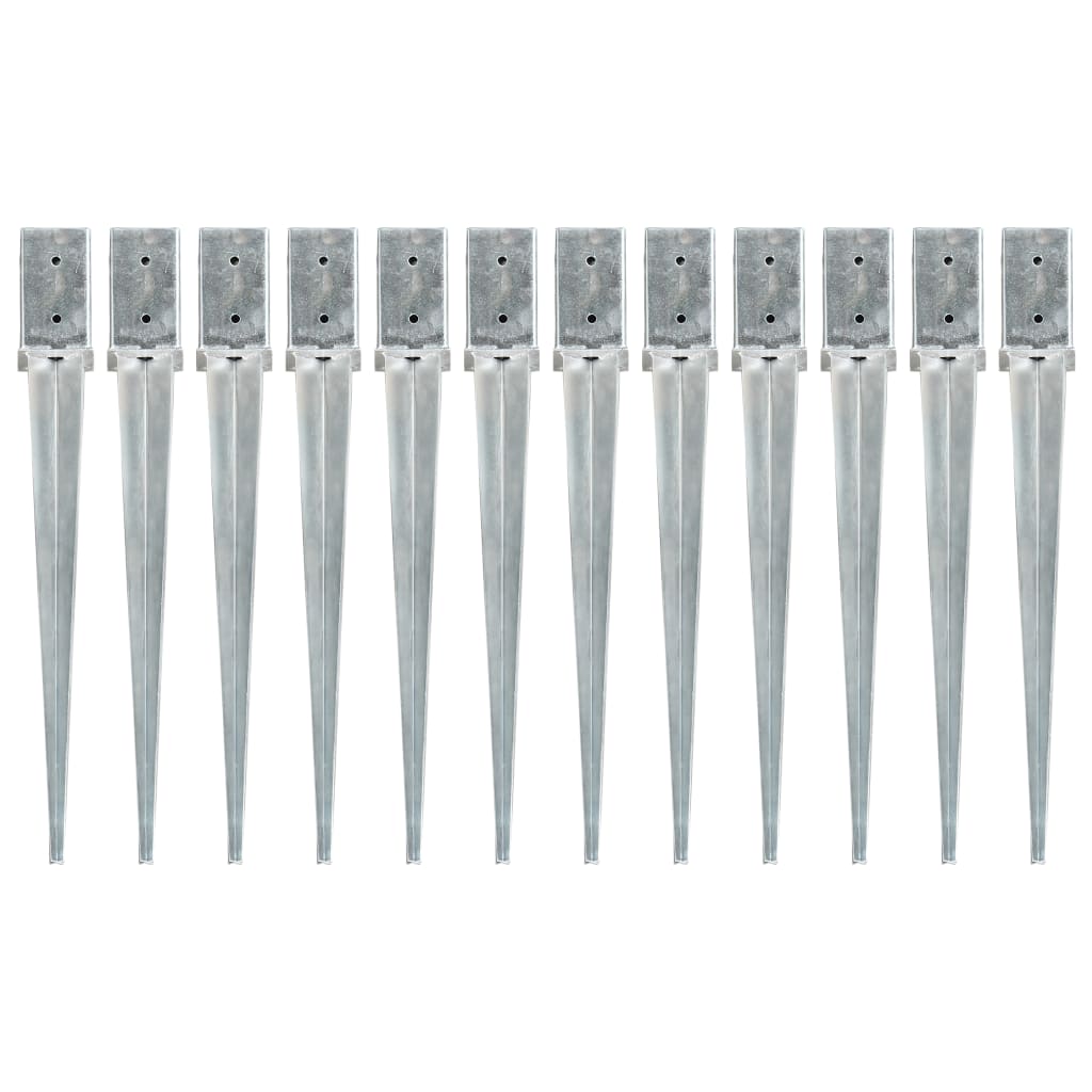 Picas de tierra 12 uds acero galvanizado plateado 10x10x76 cm
