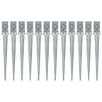 Picas de tierra 12 uds acero galvanizado plateado 10x10x76 cm