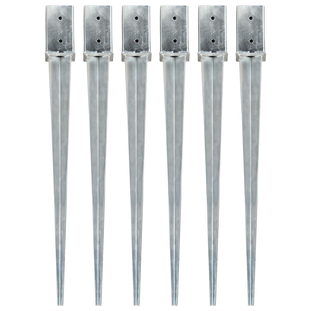 Picas de tierra 12 uds acero galvanizado plateado 10x10x76 cm