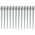 Picas de tierra 12 uds acero galvanizado plateado 10x10x76 cm