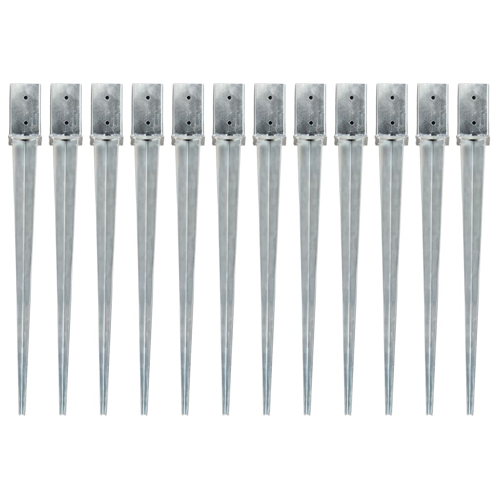 Picas de tierra 12 uds acero galvanizado plateado 10x10x76 cm
