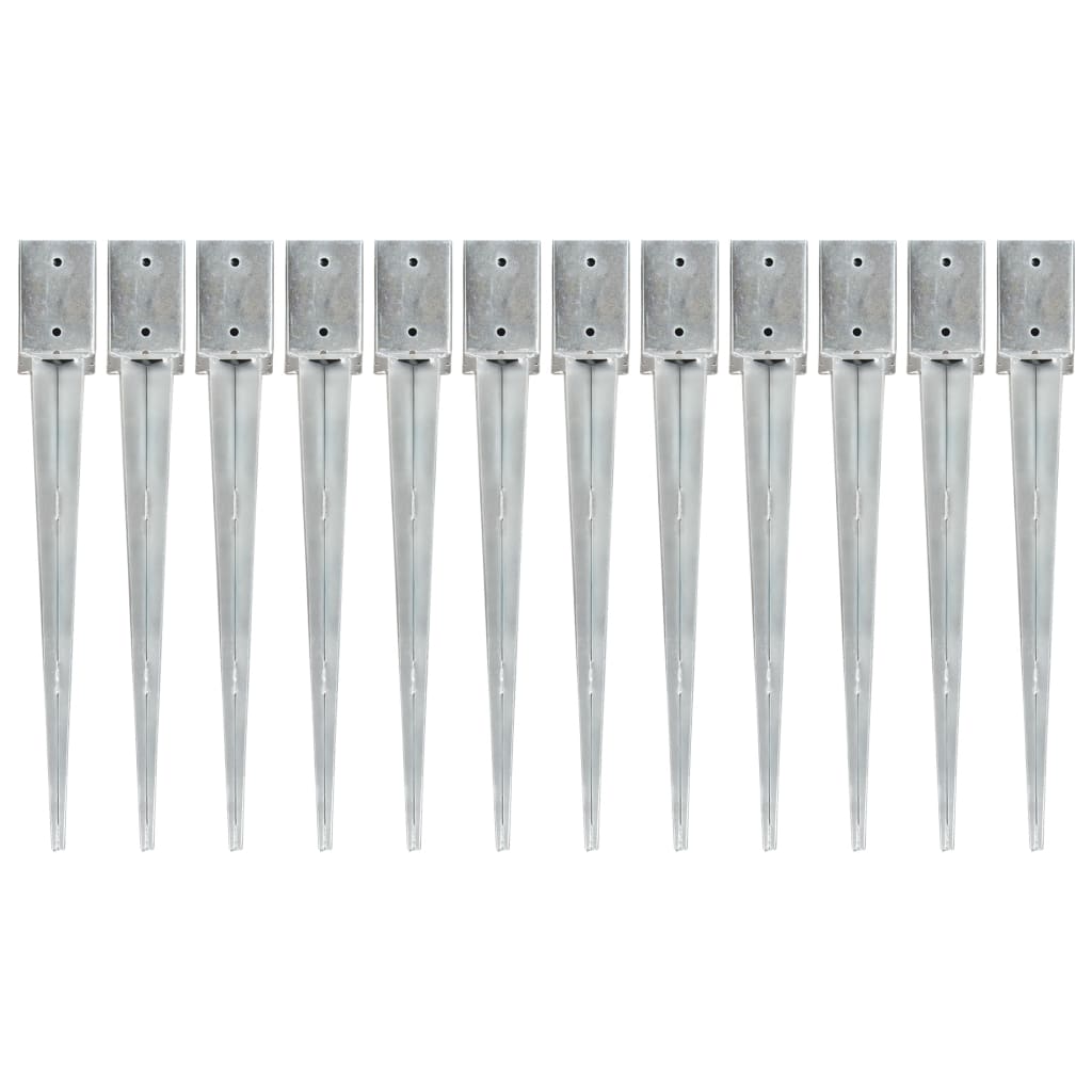 Picas de tierra 12 uds acero galvanizado plateado 10x10x76 cm