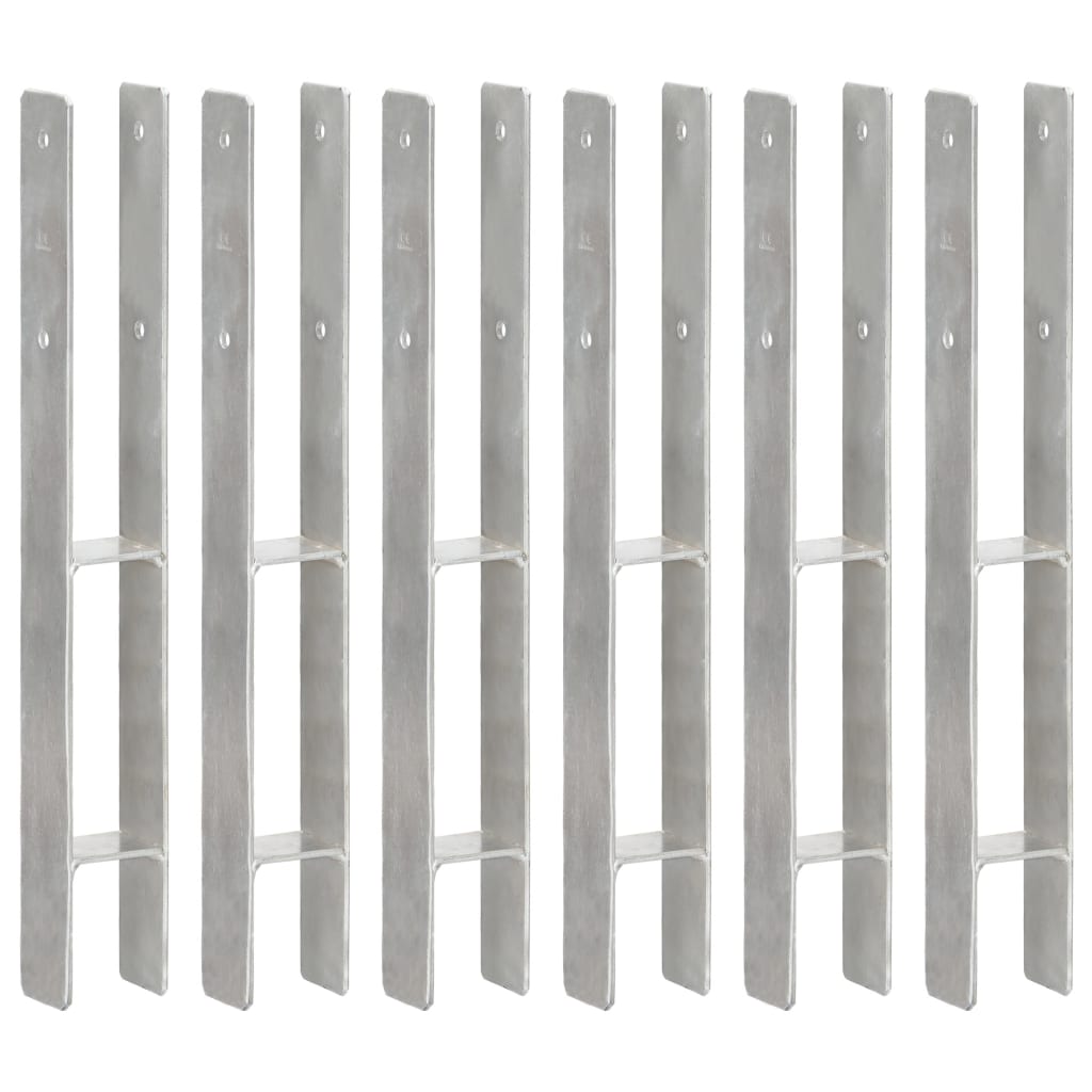 Anclajes de valla 12 uds acero galvanizado plateado 7x6x15 cm