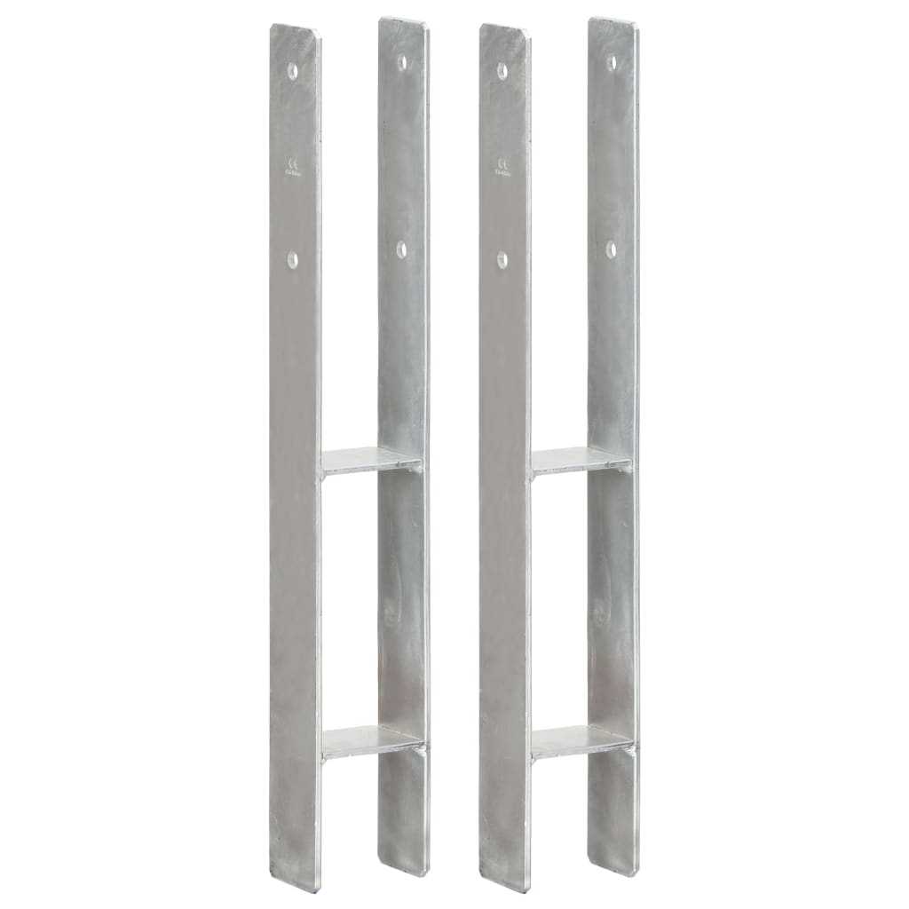 Anclajes de valla 12 uds acero galvanizado plateado 7x6x15 cm