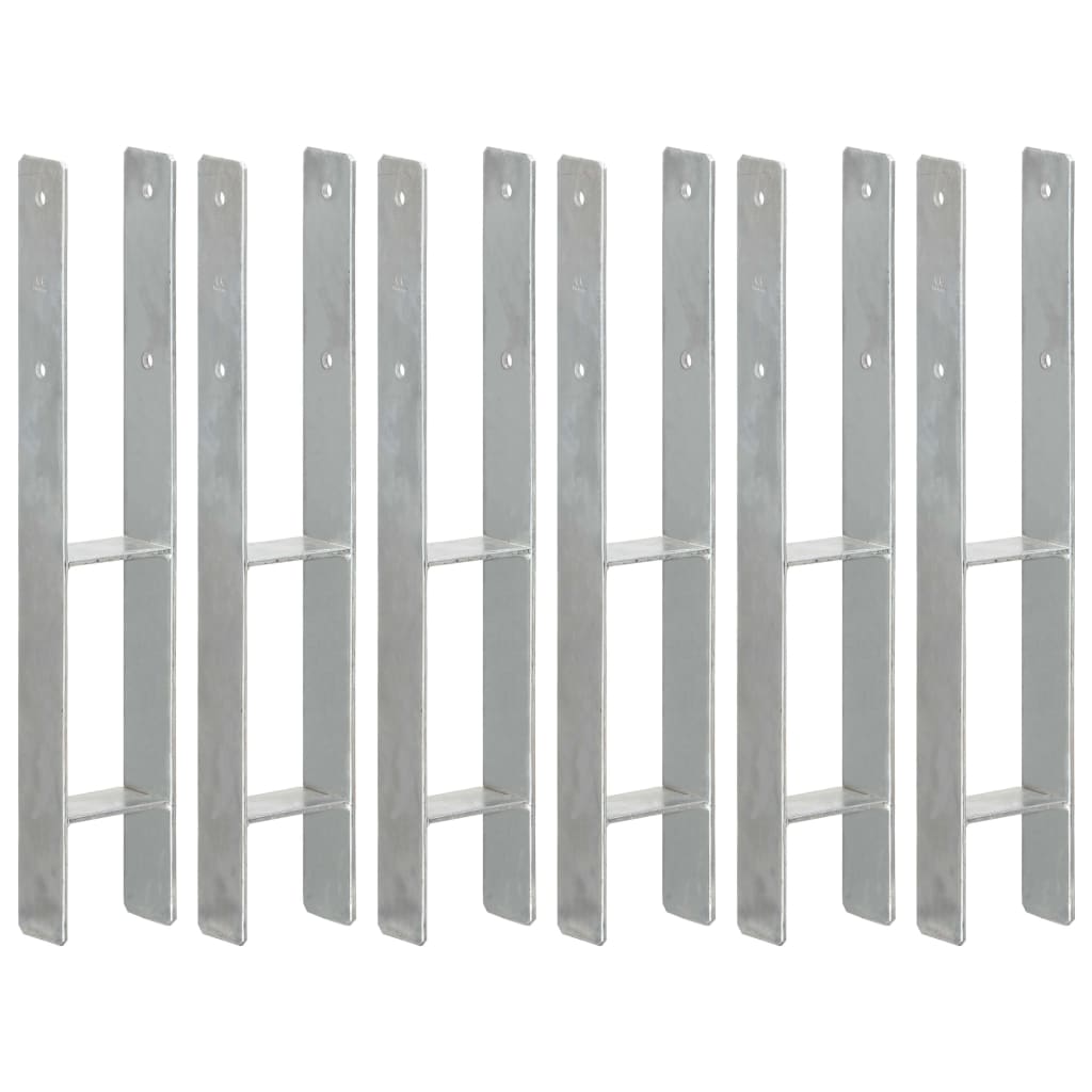 Anclajes de valla 12 uds acero galvanizado plateado 7x6x15 cm