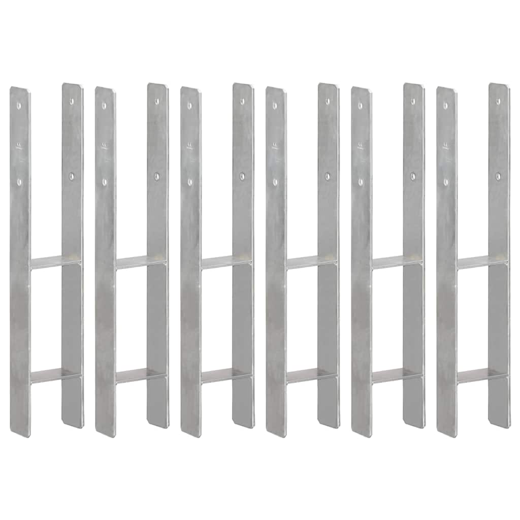 Anclajes de valla 12 uds acero galvanizado plateado 7x6x15 cm