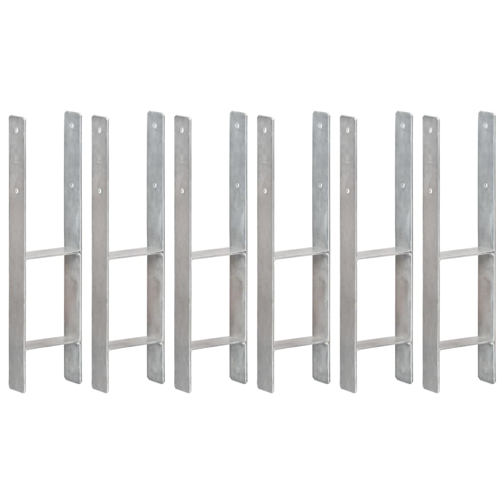Anclajes de valla 12 uds acero galvanizado plateado 7x6x15 cm