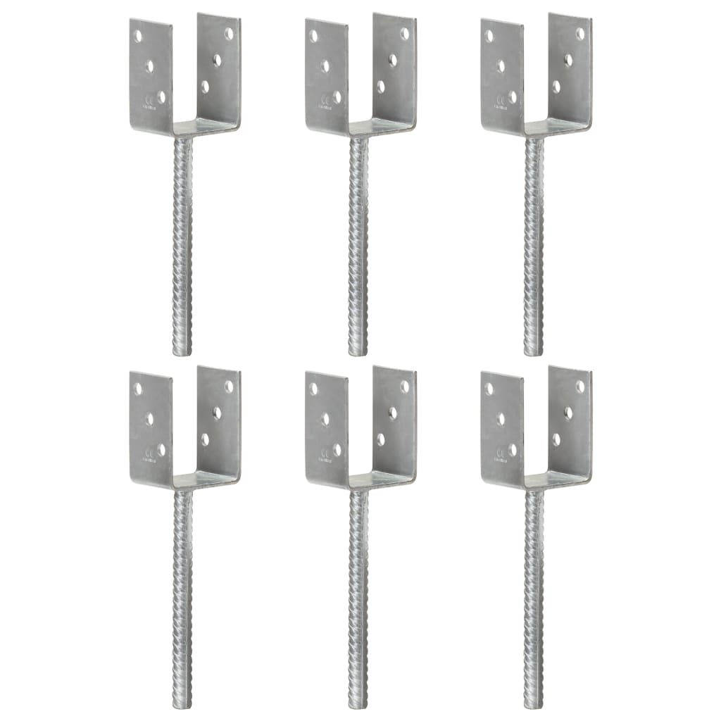 Anclajes de valla 12 uds acero galvanizado plateado 7x6x15 cm