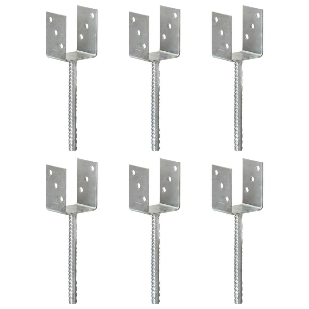 Anclajes de valla 12 uds acero galvanizado plateado 7x6x15 cm