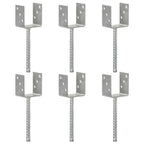 Anclajes de valla 12 uds acero galvanizado plateado 7x6x15 cm