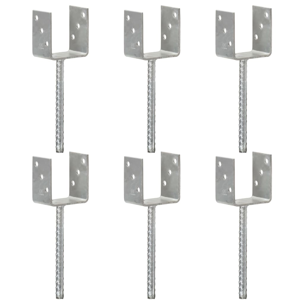 Anclajes de valla 12 uds acero galvanizado plateado 7x6x15 cm