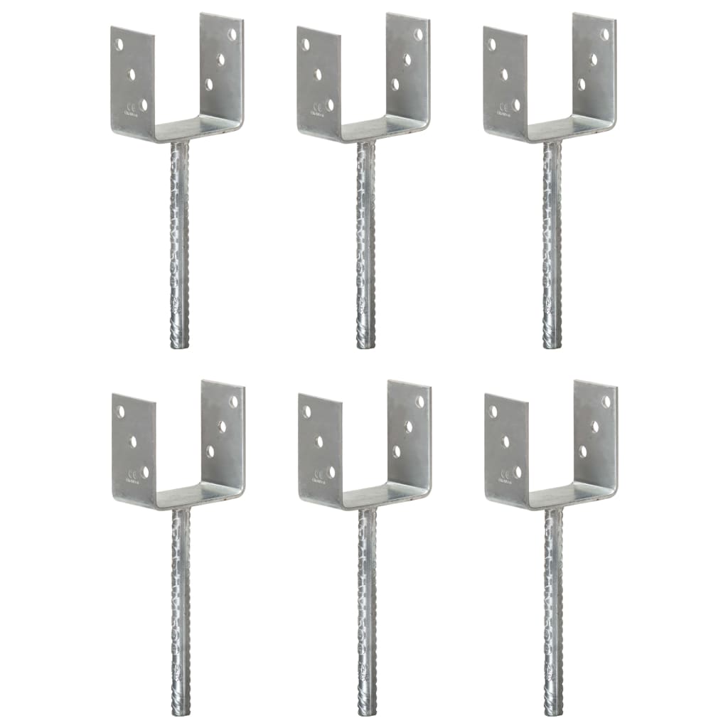 Anclajes de valla 12 uds acero galvanizado plateado 7x6x15 cm