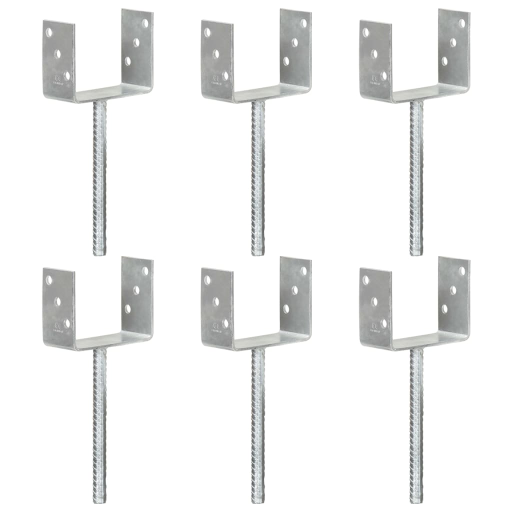 Anclajes de valla 12 uds acero galvanizado plateado 7x6x15 cm