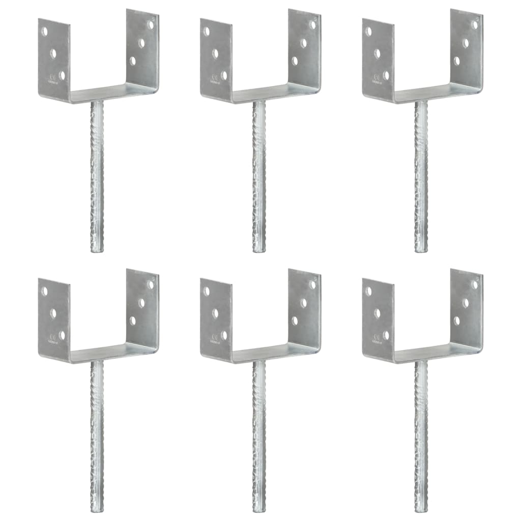 Anclajes de valla 12 uds acero galvanizado plateado 7x6x15 cm